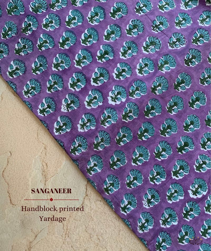 Sanganer Handblock Printed Yardage Fabric