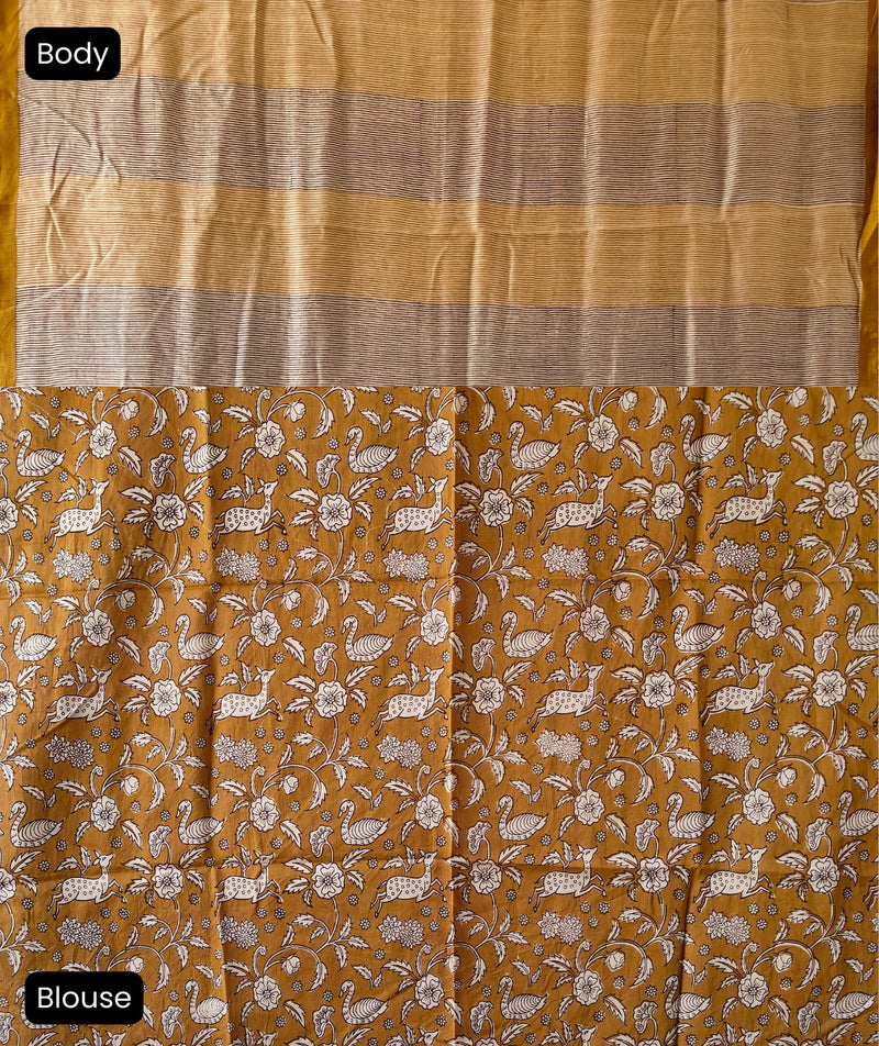 Exclusive Amounee Bagru Hand Block Printed Chanderi Saree