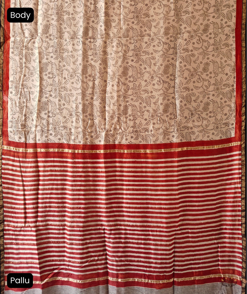 Exclusive Amounee Bagru Hand Block Printed Chanderi Saree