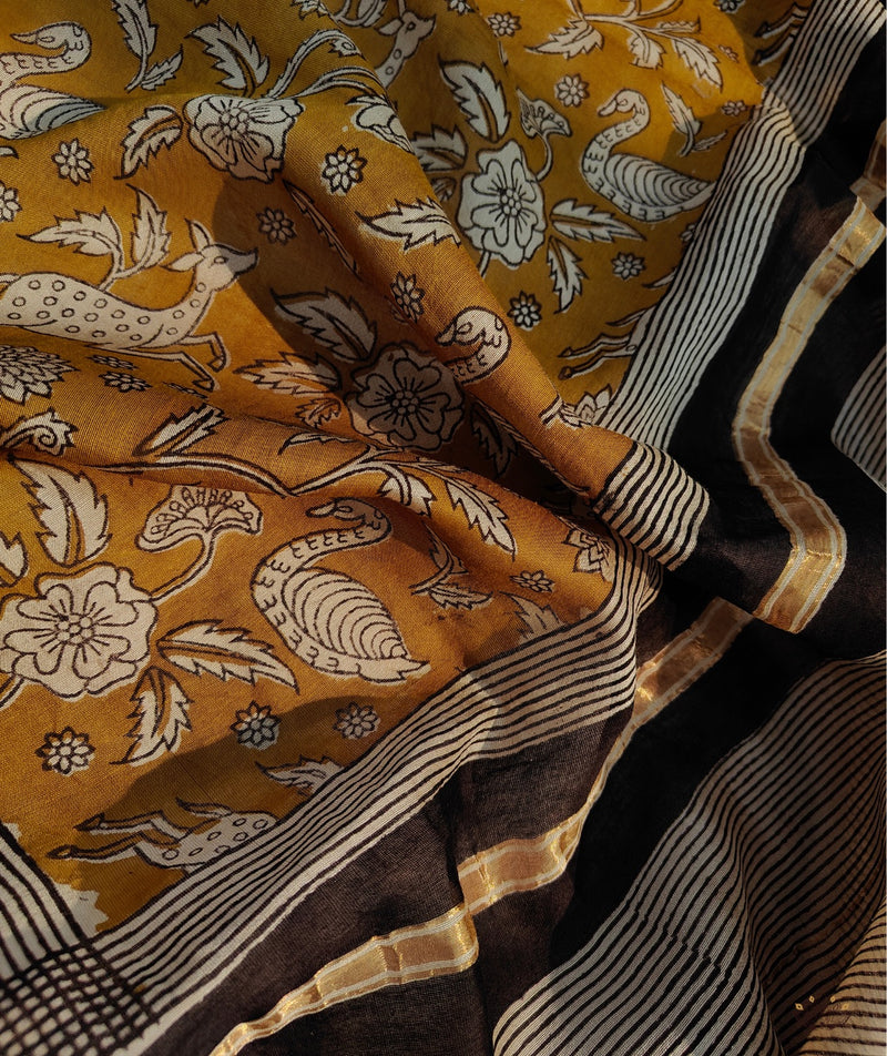 Exclusive Amounee Bagru Hand Block Printed Chanderi Saree