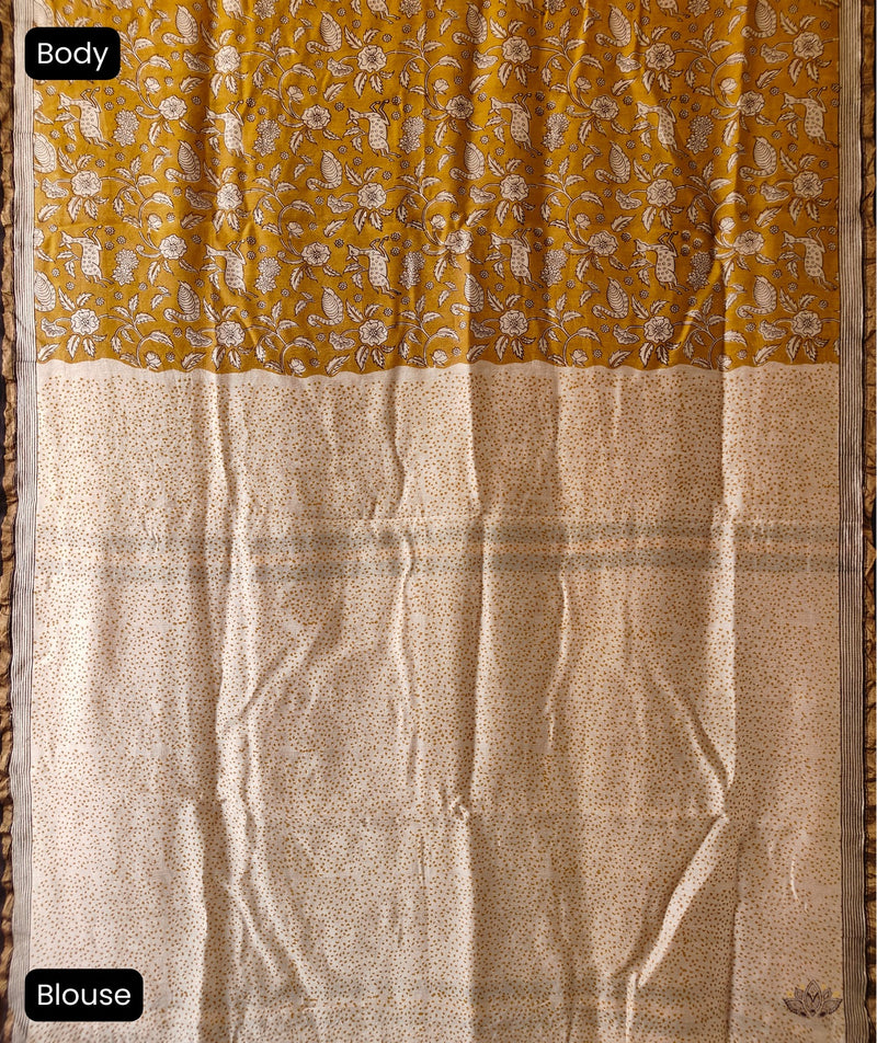 Exclusive Amounee Bagru Hand Block Printed Chanderi Saree