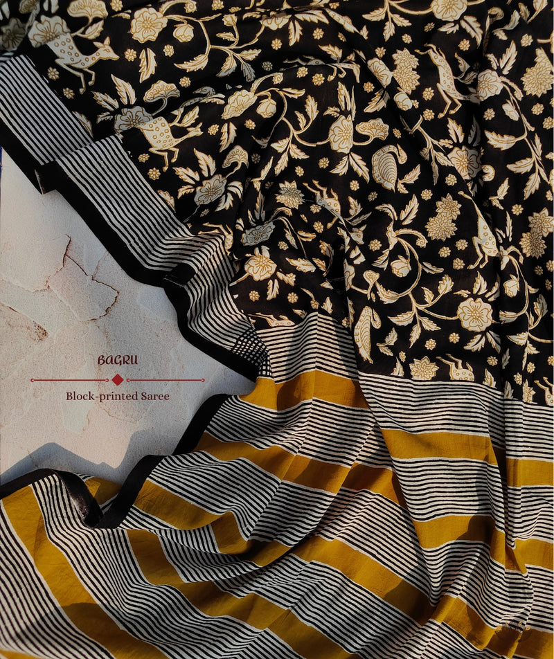 Exclusive Amounee Bagru Hand Block Printed Cotton Saree