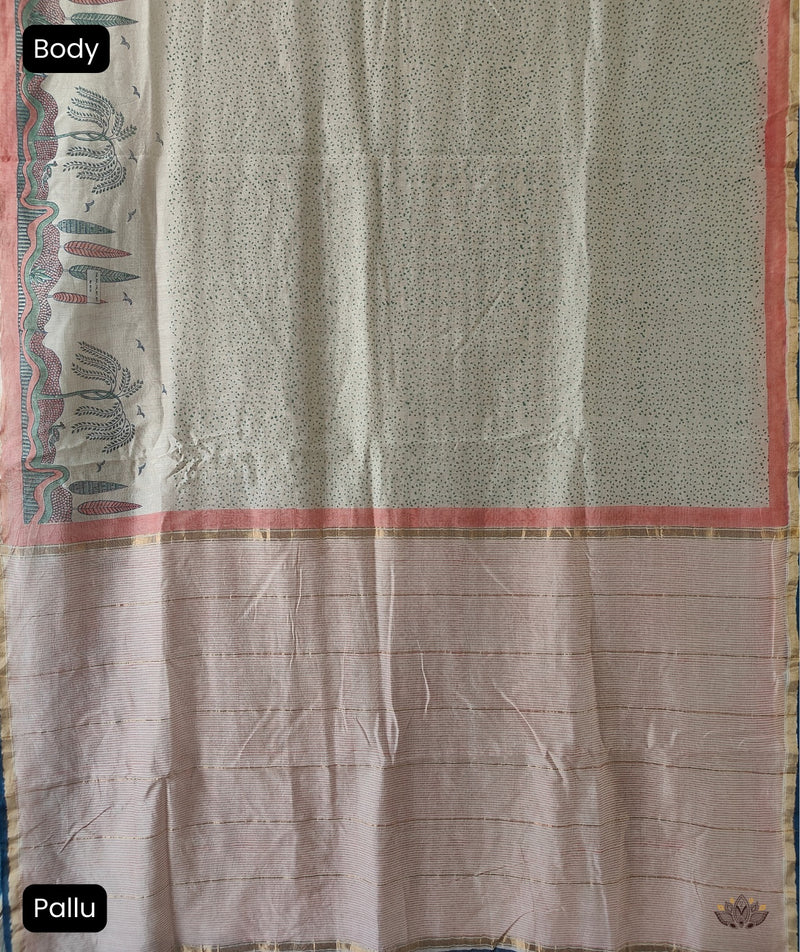 Exclusive Amounee Sangneer Hand Block Printed Chanderi Saree