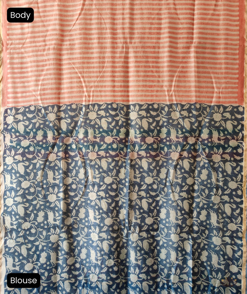 Exclusive Amounee Sangneer Hand Block Printed Chanderi Saree