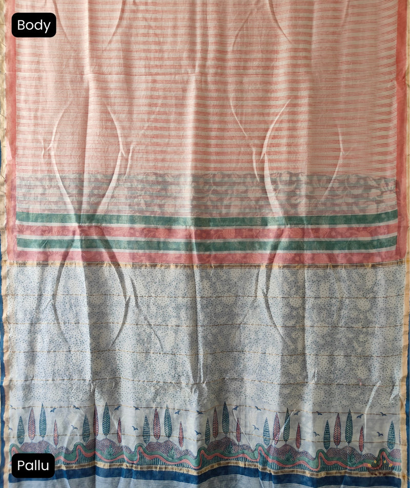 Exclusive Amounee Sangneer Hand Block Printed Chanderi Saree