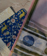 Exclusive Amounee Sangneer Hand Block Printed Cotton Suit Piece with Kota Dupatta