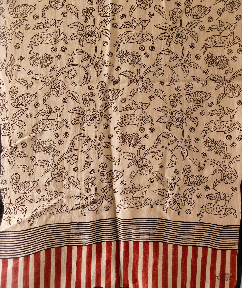 Exclusive Amounee Bagru Hand Block Printed Chanderi Stole