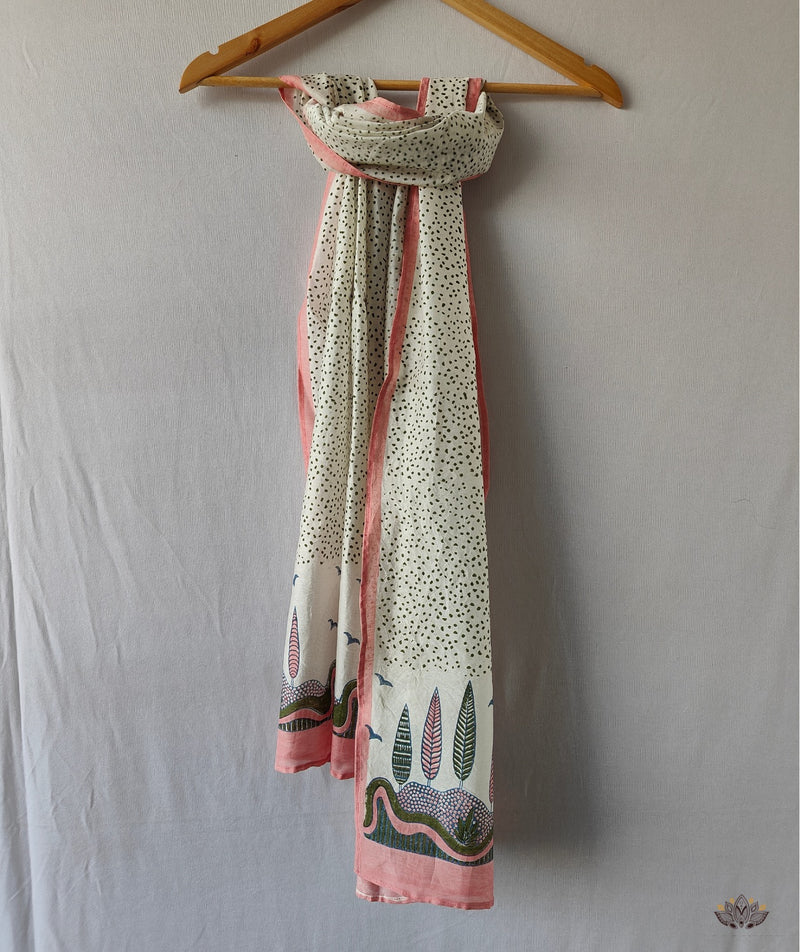 Exclusive Amounee Sanganer Hand Block Printed Chanderi Stole