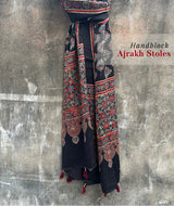 Ajrakh modal silk hand block printed stole