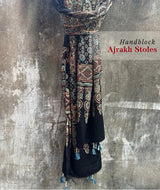 Ajrakh modal silk hand block printed stole