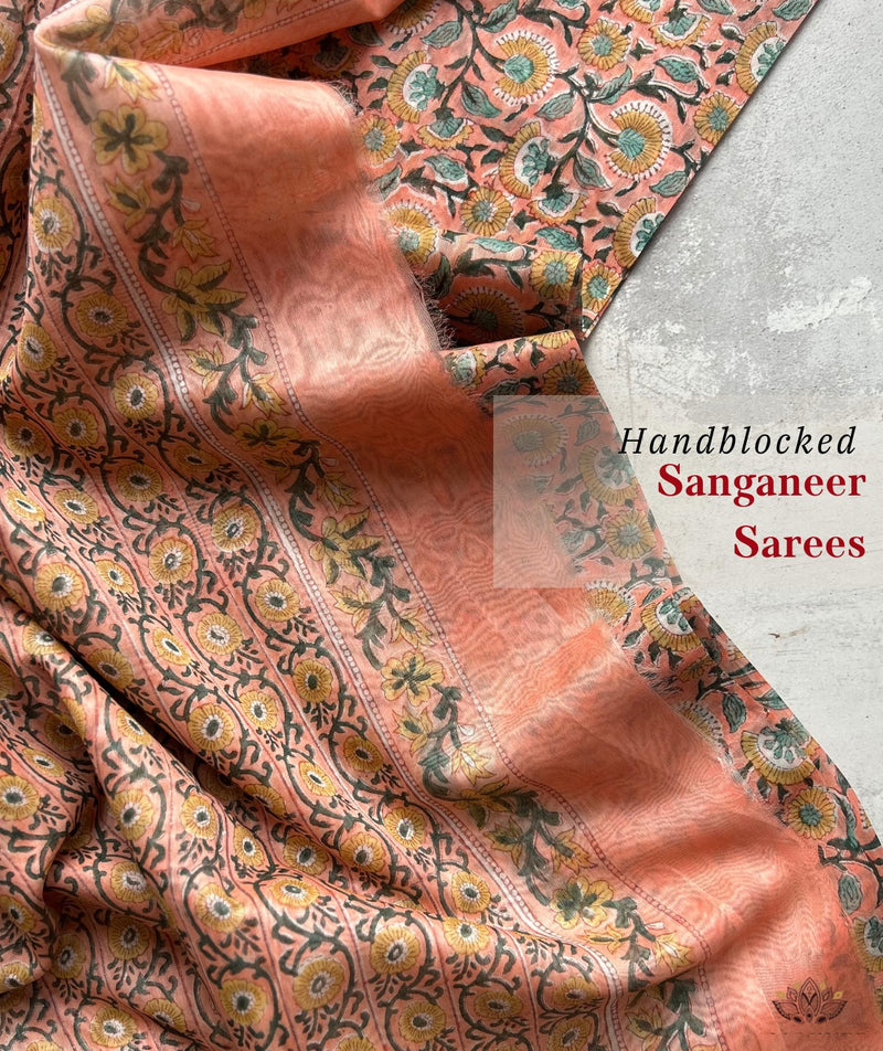 Maheshwari Sanganeri Printed  Sarees