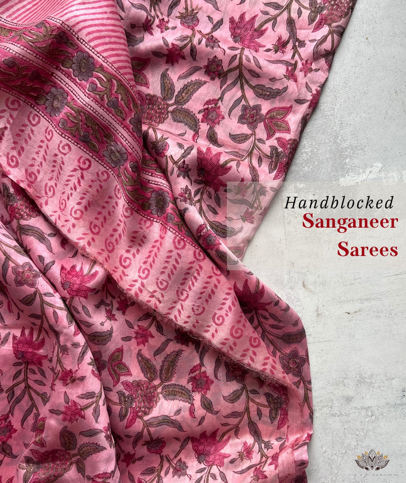 Maheshwari Sanganeri Printed  Sarees