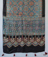 Ajrakh modal silk hand block printed stole