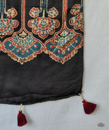 Ajrakh modal silk hand block printed stole