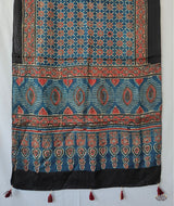 Ajrakh modal silk hand block printed stole