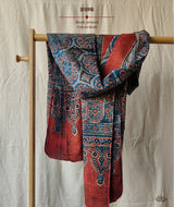 Ajrakh cotton hand block printed stole