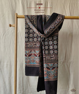 Ajrakh cotton hand block printed stole