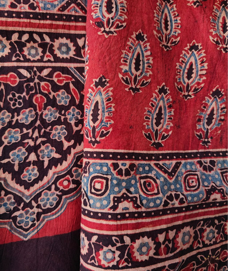 Ajrakh cotton hand block printed stole