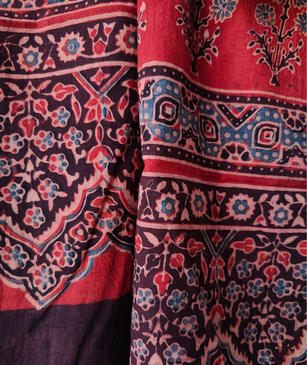 Ajrakh cotton hand block printed stole