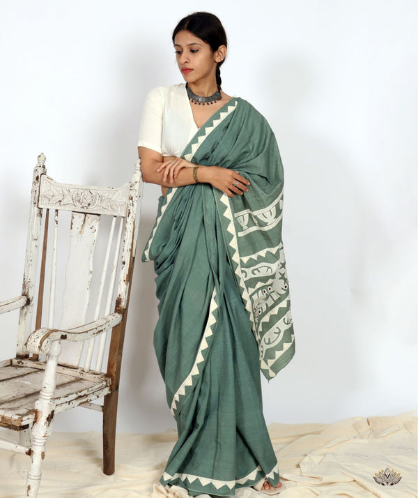 Handstitched Applique Saree