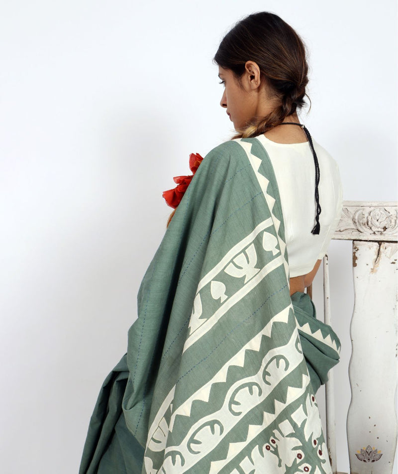 Handstitched Applique Saree