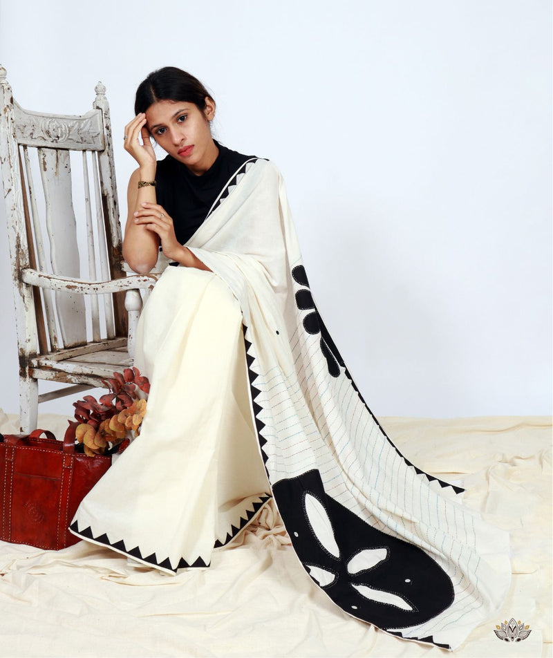 Handstitched Applique Saree