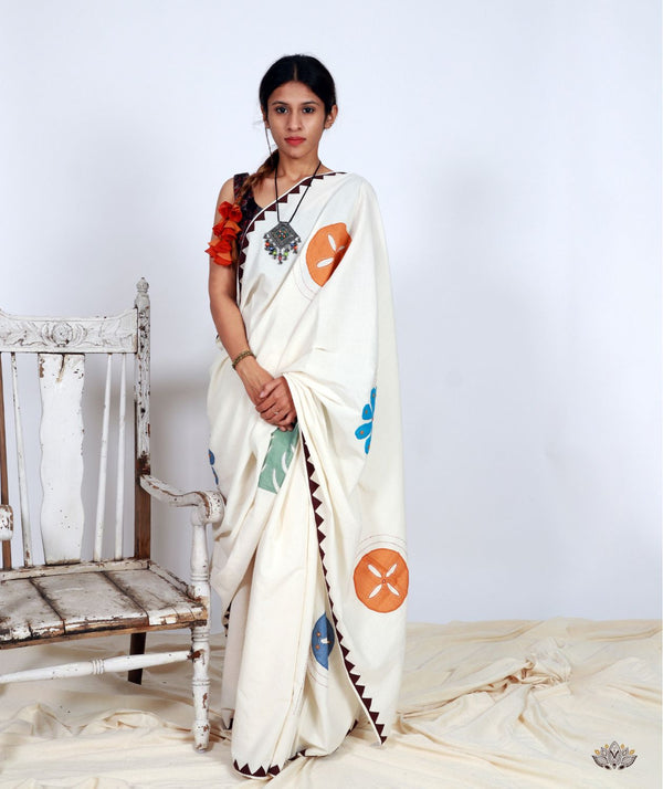 Handstitched Applique Saree