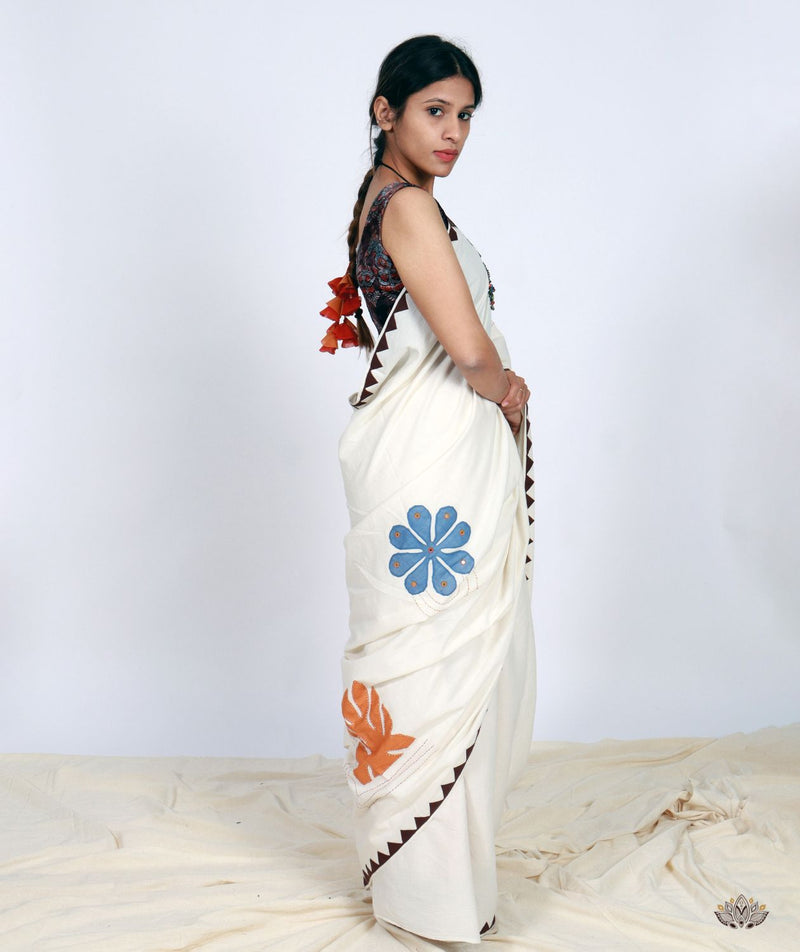 Handstitched Applique Saree