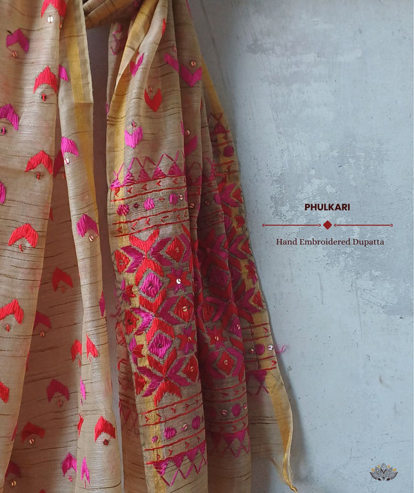 Phulkari Hand Embroidery Dupatta