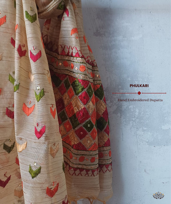 Phulkari Hand Embroidery Dupatta