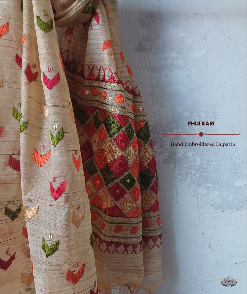 Phulkari Hand Embroidery Dupatta