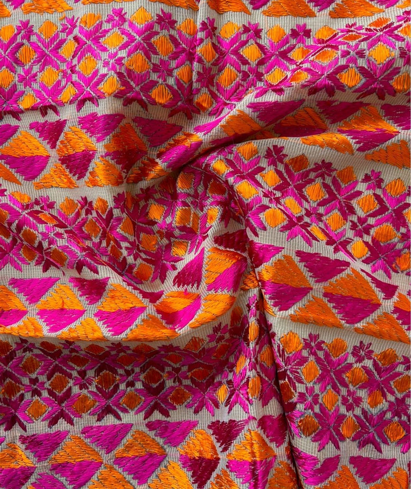 Phulkari Hand Embroidery Saree