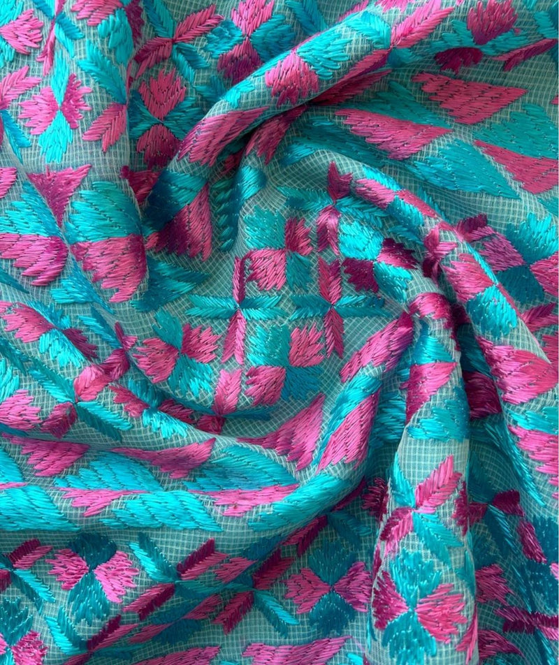 Phulkari Hand Embroidery Saree