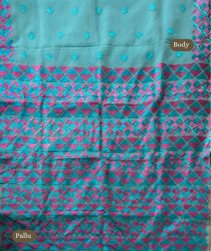 Phulkari Hand Embroidery Saree