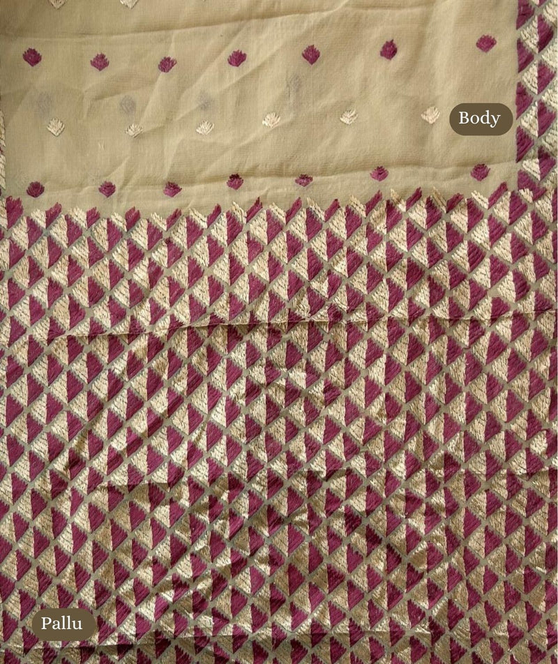 Phulkari Hand Embroidery Saree