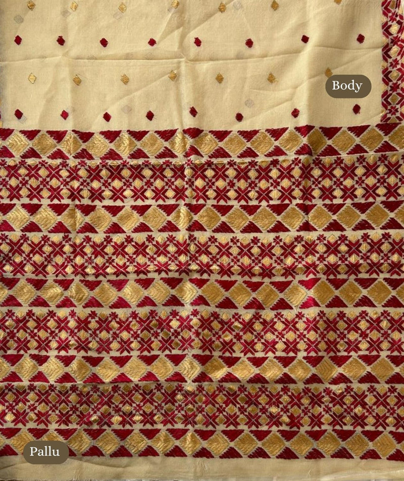 Phulkari Hand Embroidery Saree