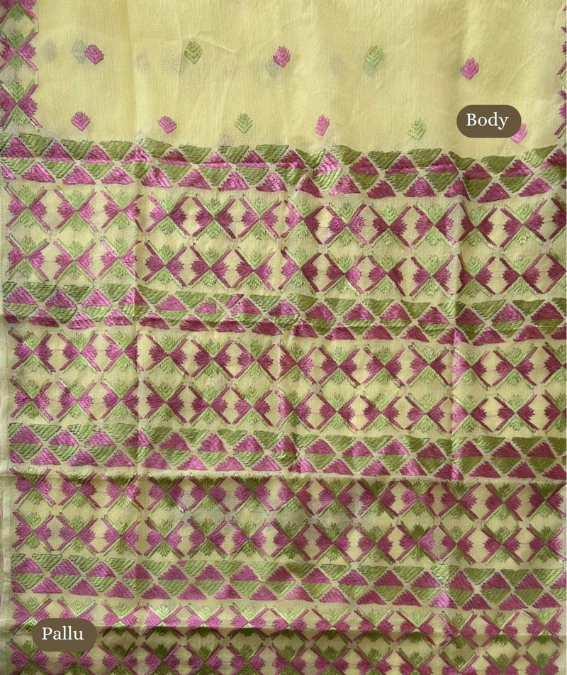 Phulkari Hand Embroidery Saree