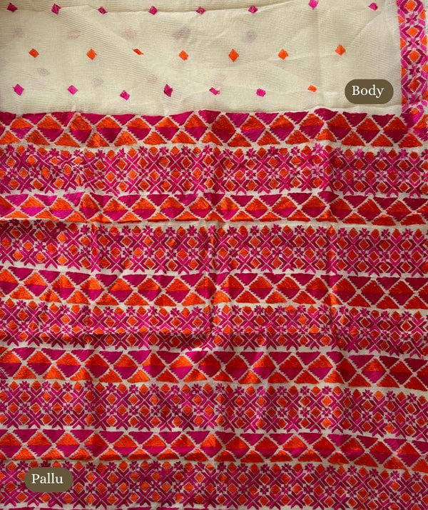 Phulkari Hand Embroidery Saree