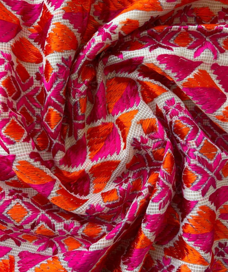 Phulkari Hand Embroidery Saree