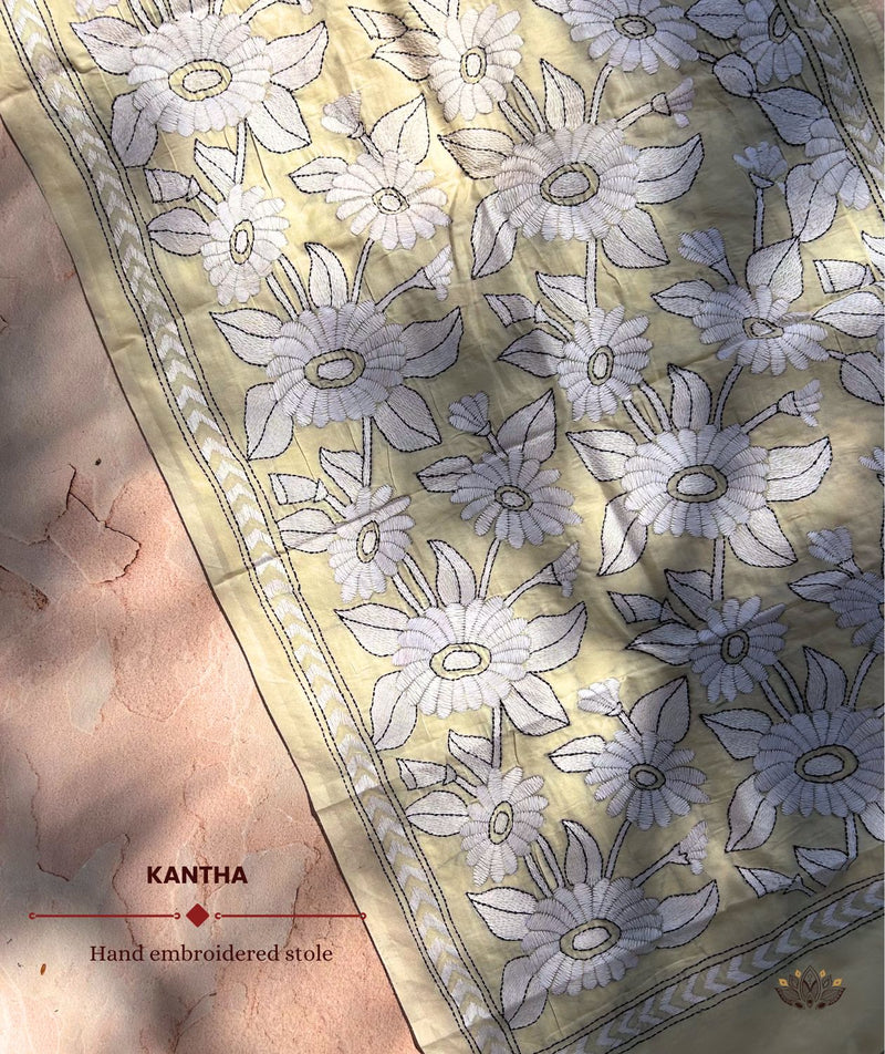 Kantha Embroidered Art Silk Stole