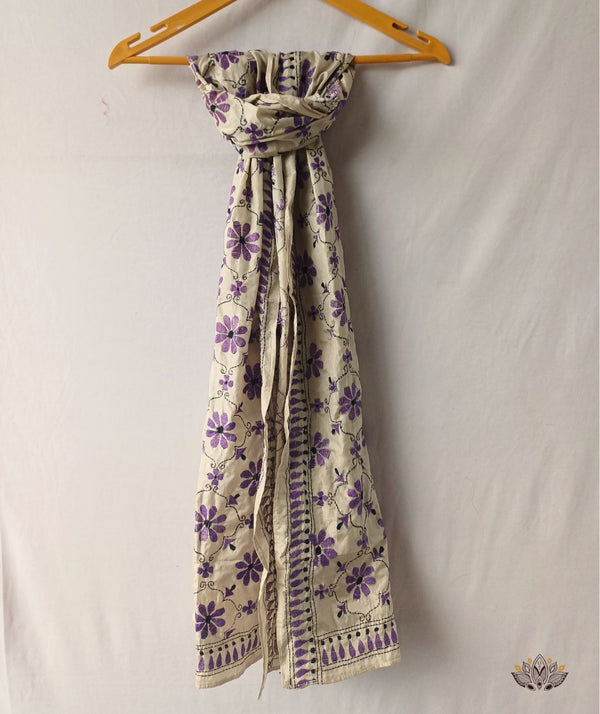 Kantha Embroidered Art Silk Stole