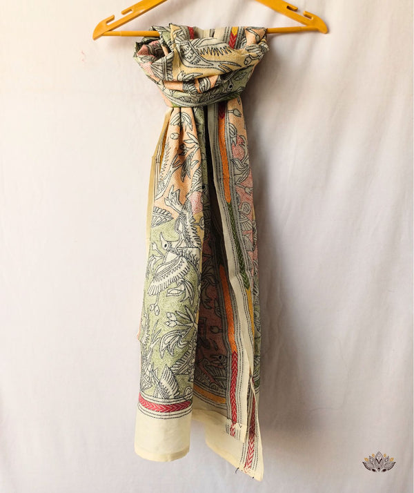 Kantha Embroidered Art Silk Stole