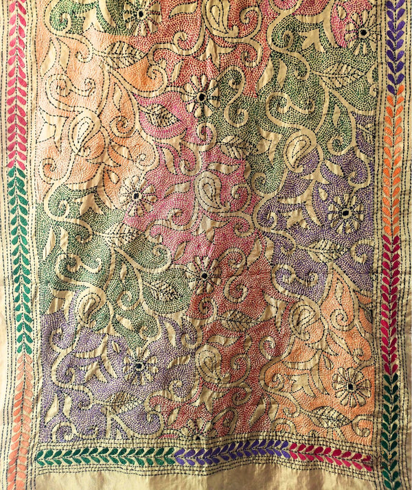 Kantha Embroidered Art Silk Stole