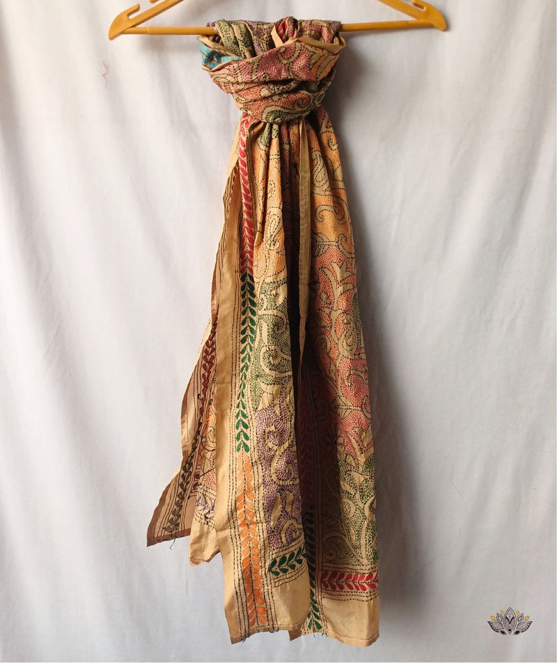 Kantha Embroidered Art Silk Stole