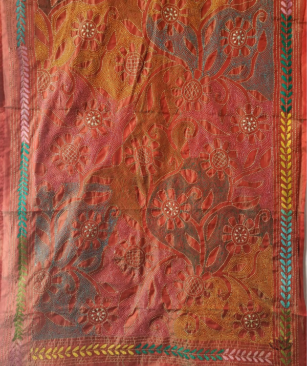 Kantha Embroidered Art Silk Stole