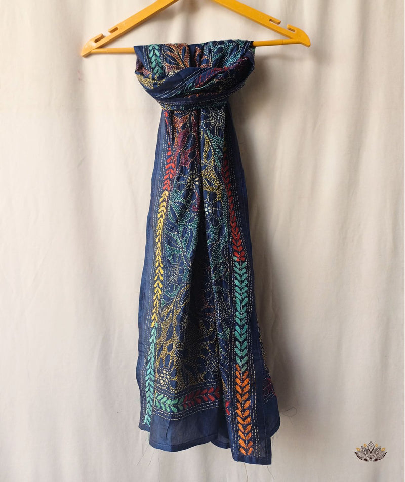 Kantha Embroidered Art Silk Stole