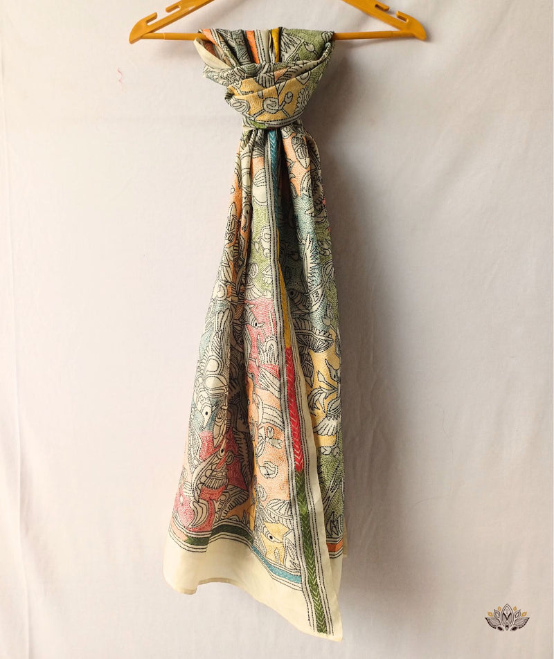 Kantha Embroidered Art Silk Stole