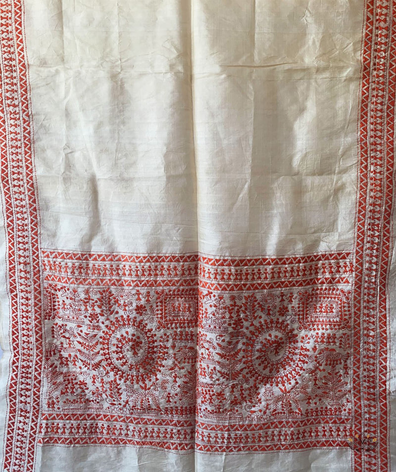 Kantha Embroidered Art Silk Dupatta