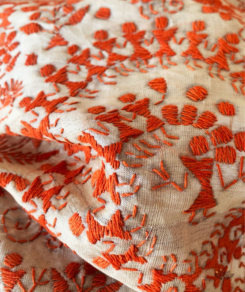 Kantha Embroidered Art Silk Dupatta