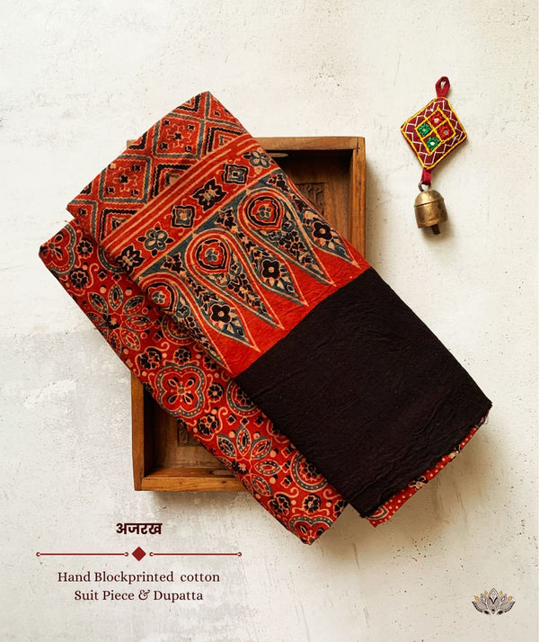 AJRAKH COTTON HAND BLOCK PRINTED TWO PIECE SUIT